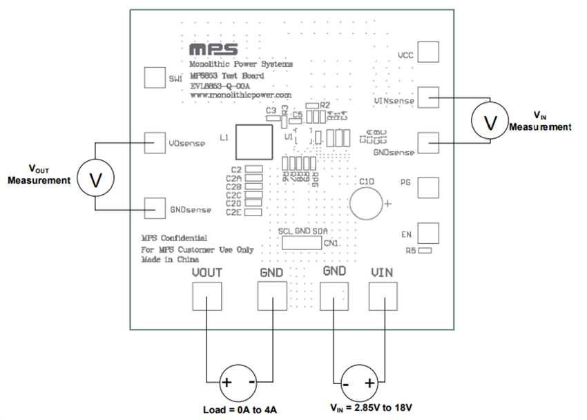Mechanical Drawing - Monolithic Power Systems (MPS) EVL8853-Q-00A Evaluation Board